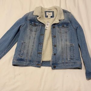 TILLY’s fur jean jacket. Size Medium.